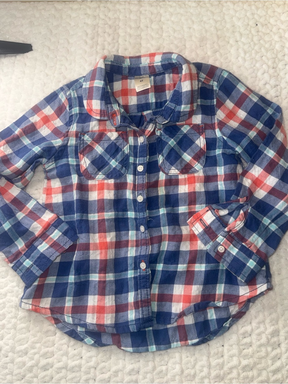 Plaid Button-Up Kids Shirt - Blue & Red
